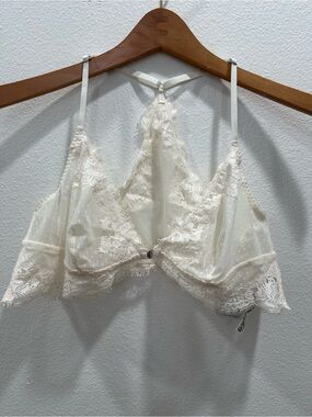 Intimately Free People Sheer Lace Bralette white Cream wedding bride XL lingerie